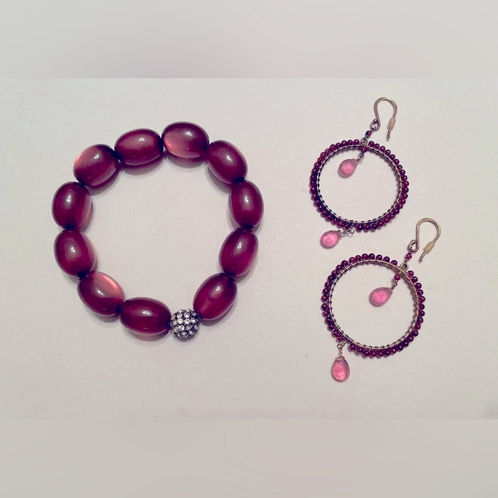 Beaded bracelet with matching dangle earrings